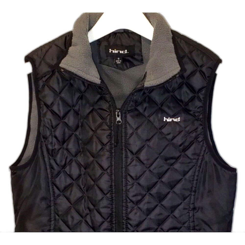 PUFFER VEST Quilted Fleece Lined Black Small - Picture 1 of 7